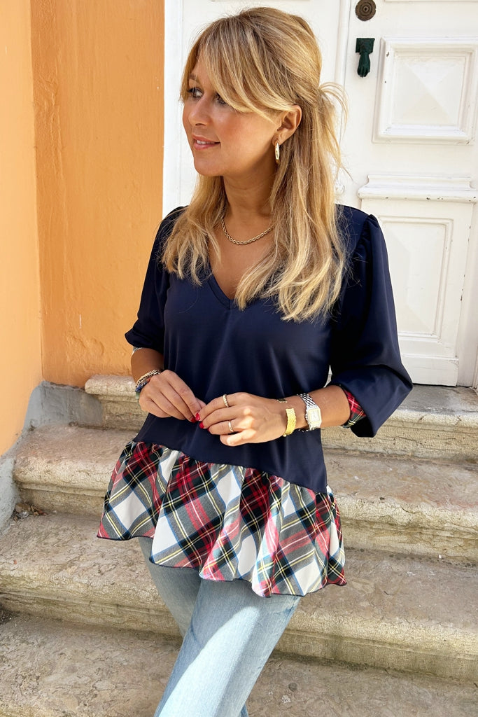 Blusa Barcelona Blue & Tartan