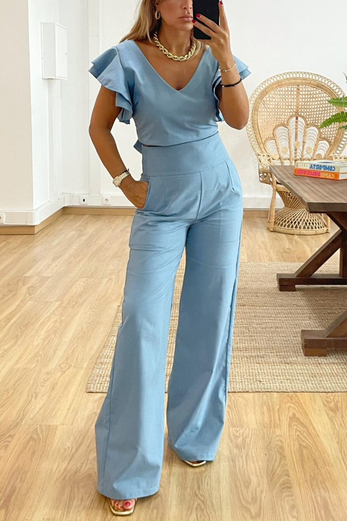 Blusa Elba Sky Blue Linho
