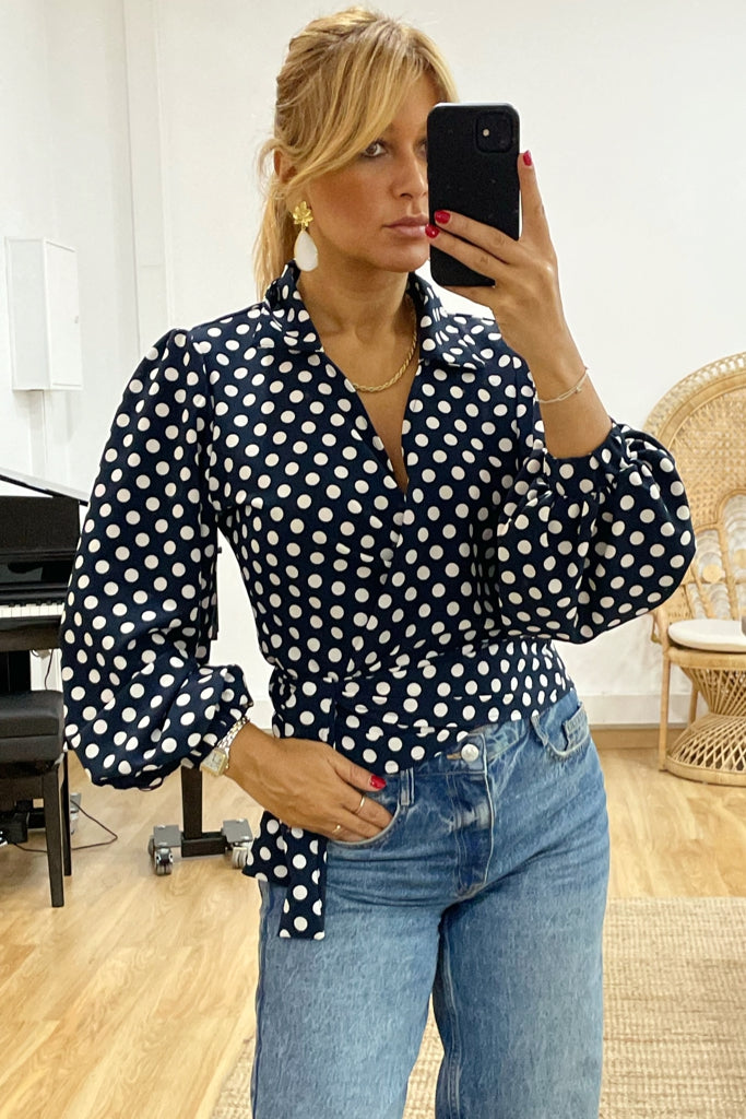 Blusa London Dots Blue