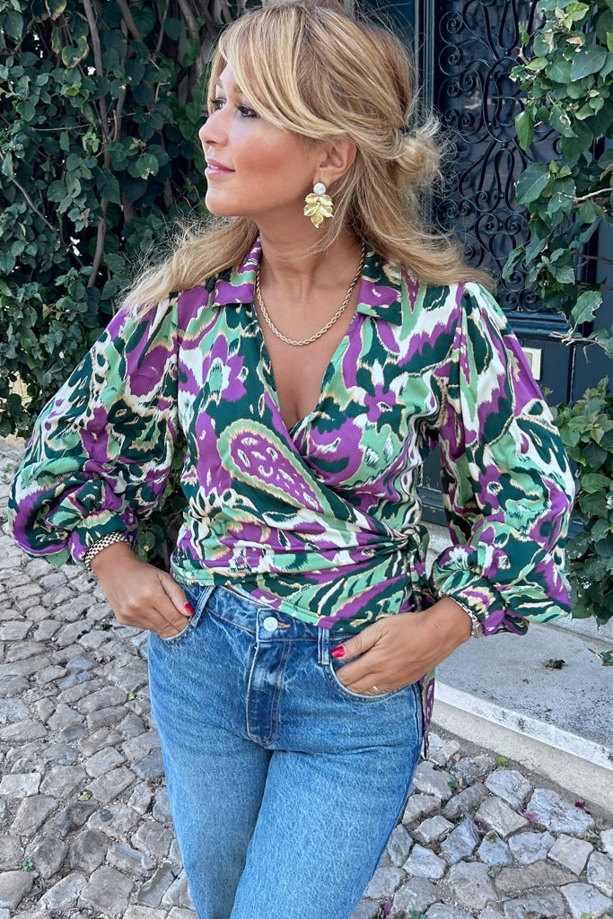Blusa London Green & Purple