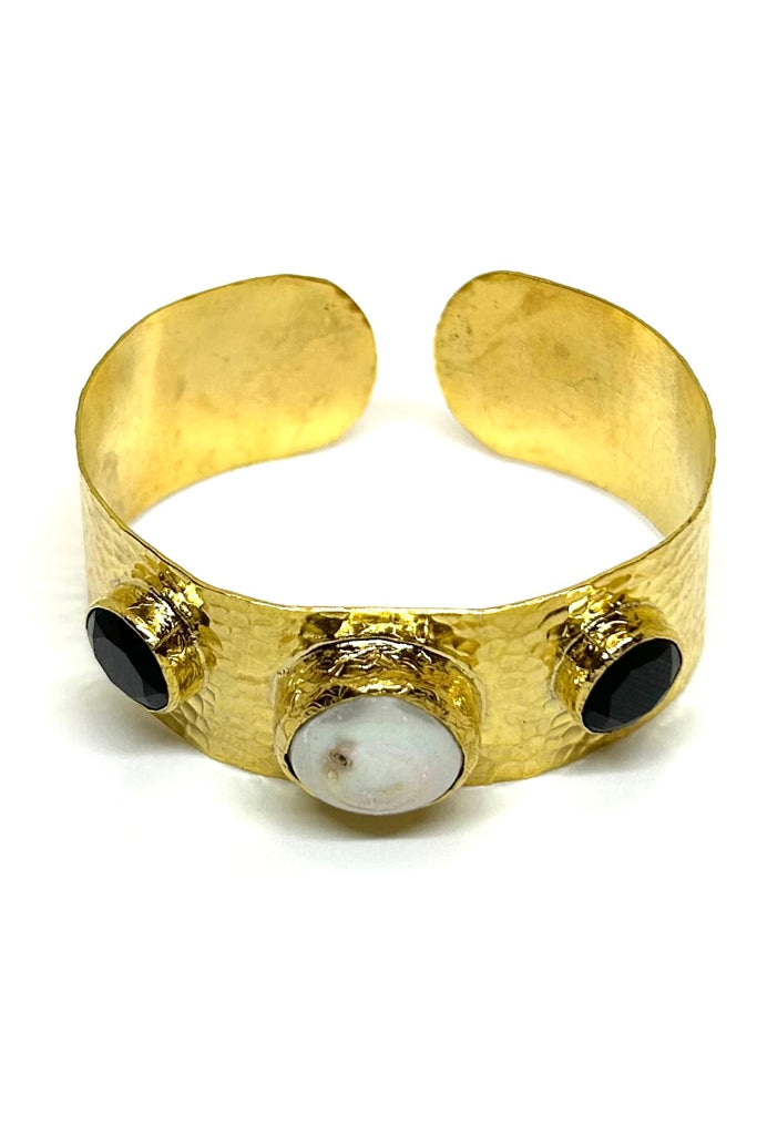 Pulseira Larga Dourada Bicolor
