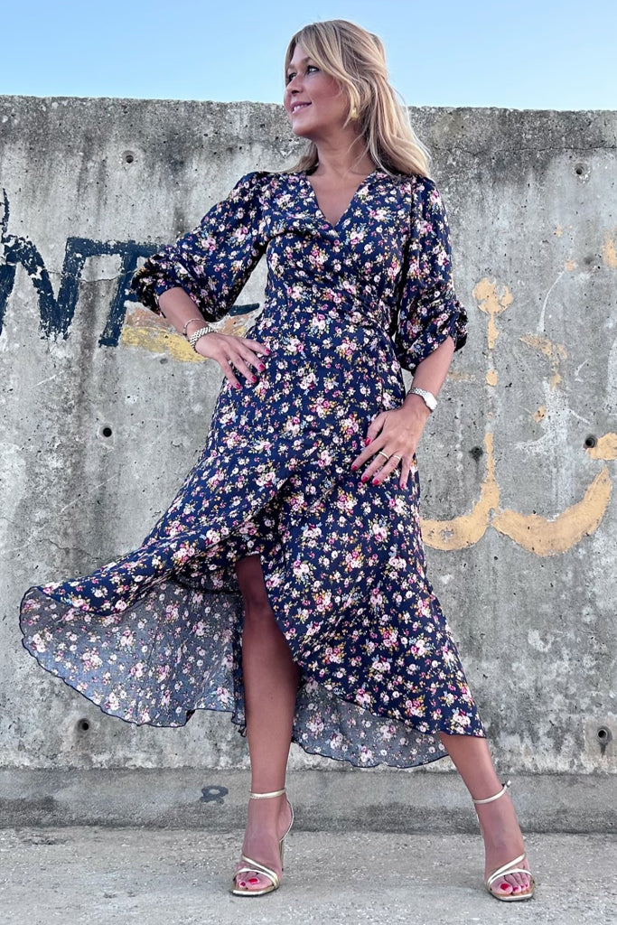 Vestido Rome Blue & Flowers
