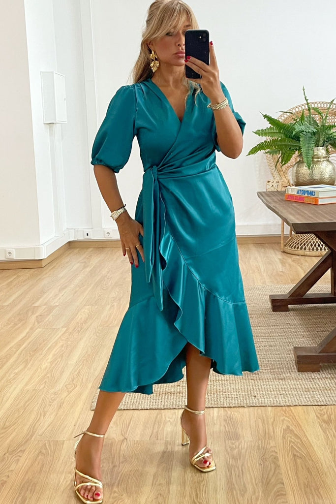 Vestido Marselha Teal Blue