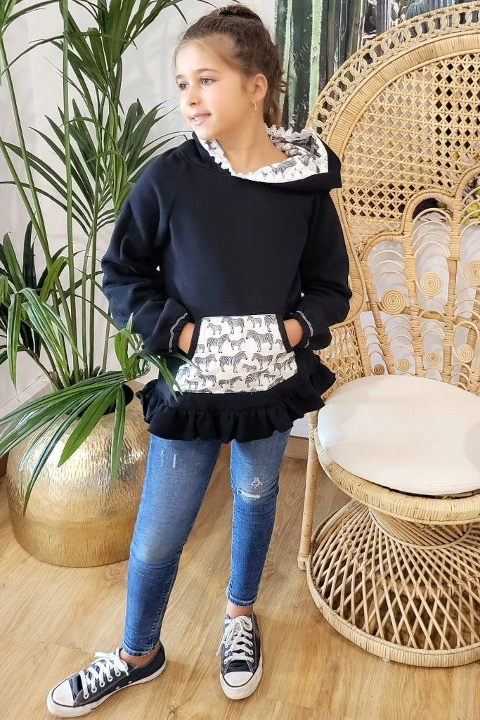 Sweatshirt Girl Black & Zebra