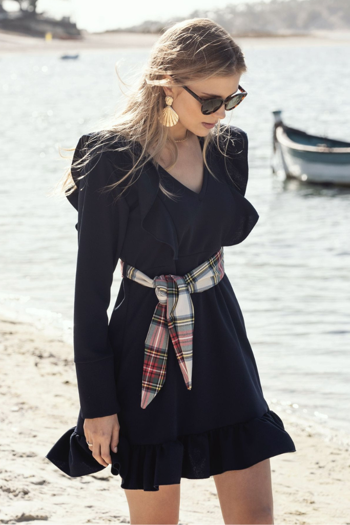 Vestido Francesca Black & Tartan