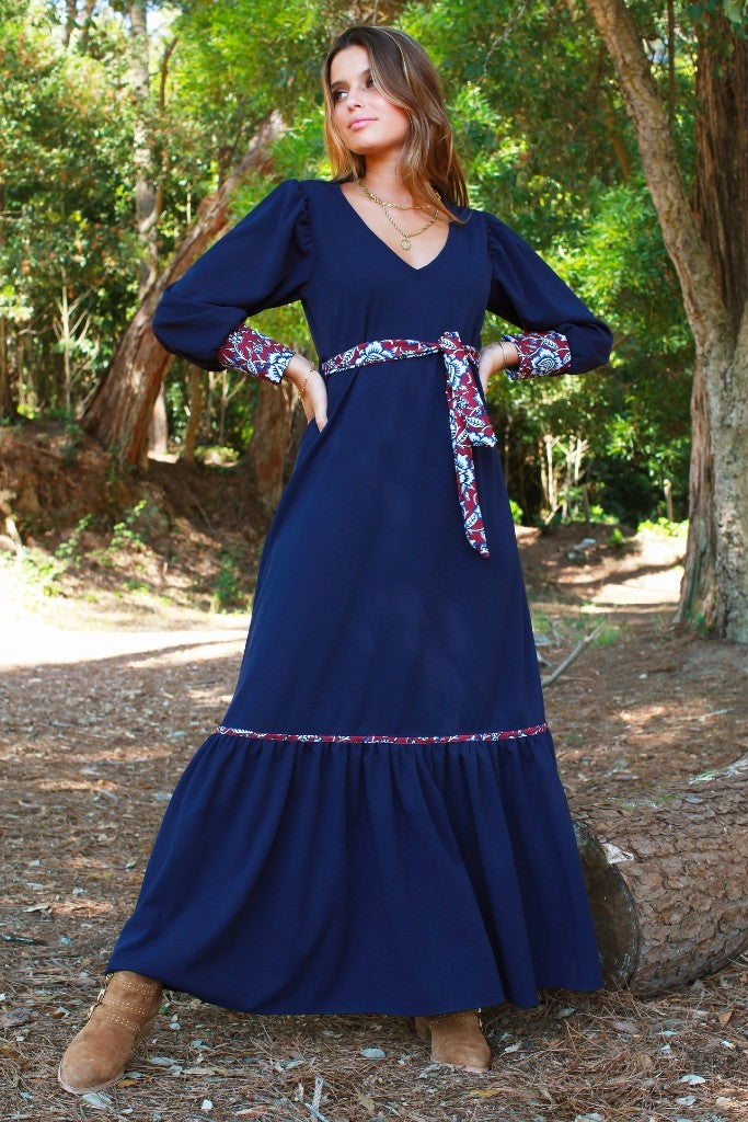 Vestido Évora Blue & Flowers
